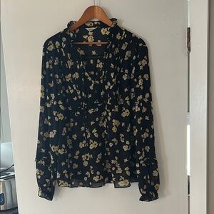 Buffalo David Bitton Black Ruffled Wrap Blouse